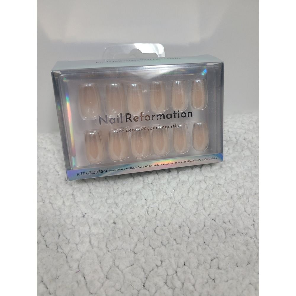Nail Reformation Press On Nails Nude Shimmer Coffin Shape Partial Set